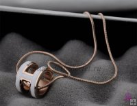 Hermes 3D Pop "H" logo Snake Bone White Necklace in Pink Gold